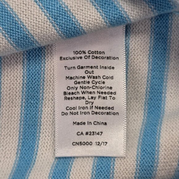 Talbots Sweater Womens M P Cardigan Blue Stripe Flamingo Embroidered Nautical - Picture 12 of 12